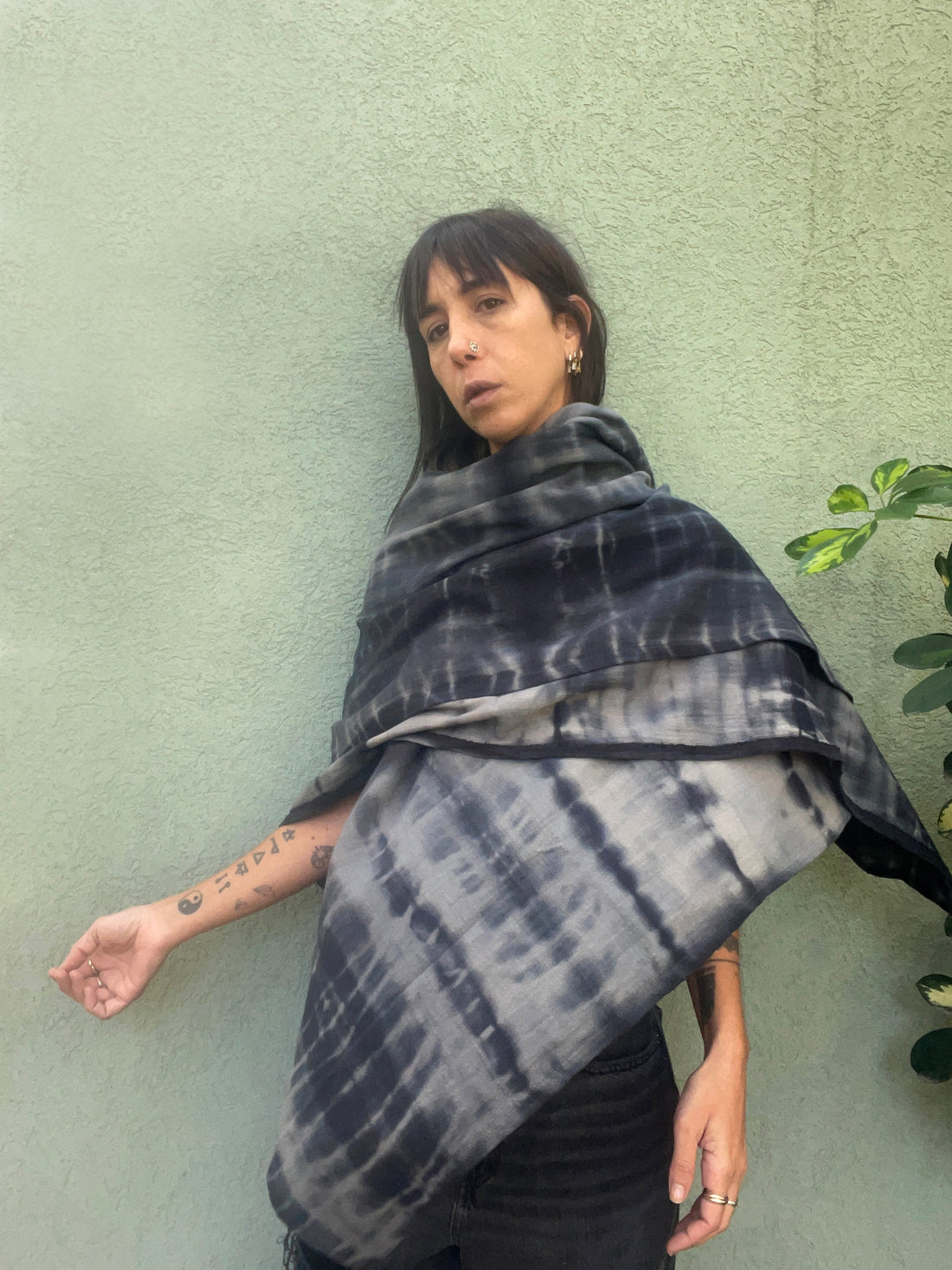 שאל שיבורי כותנה - כחול כהה