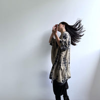 Dyed viscose kimono - stone & navy