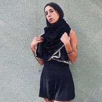 צעיף פרנזים דקיק - שחור וזהב