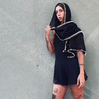 צעיף פרנזים דקיק - שחור וזהב
