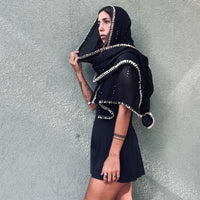צעיף פרנזים דקיק - שחור וזהב