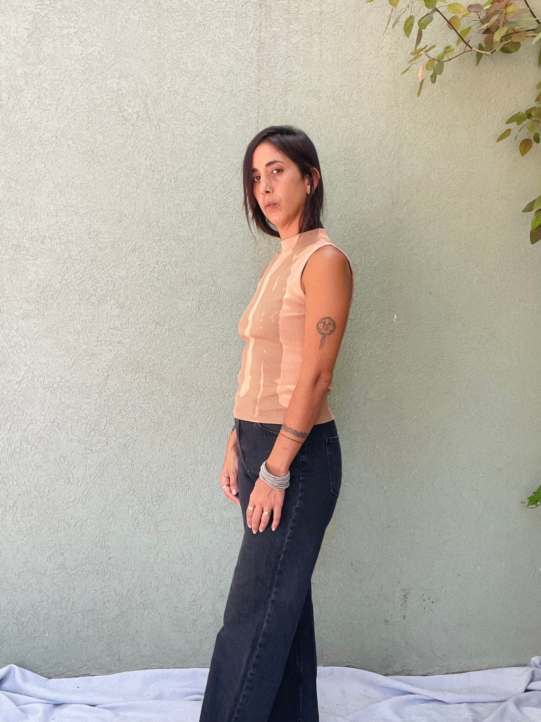 Rib Top - Ochre & Tan