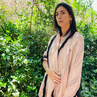 צעיף פרנזים מפוספס - ורוד בייבי