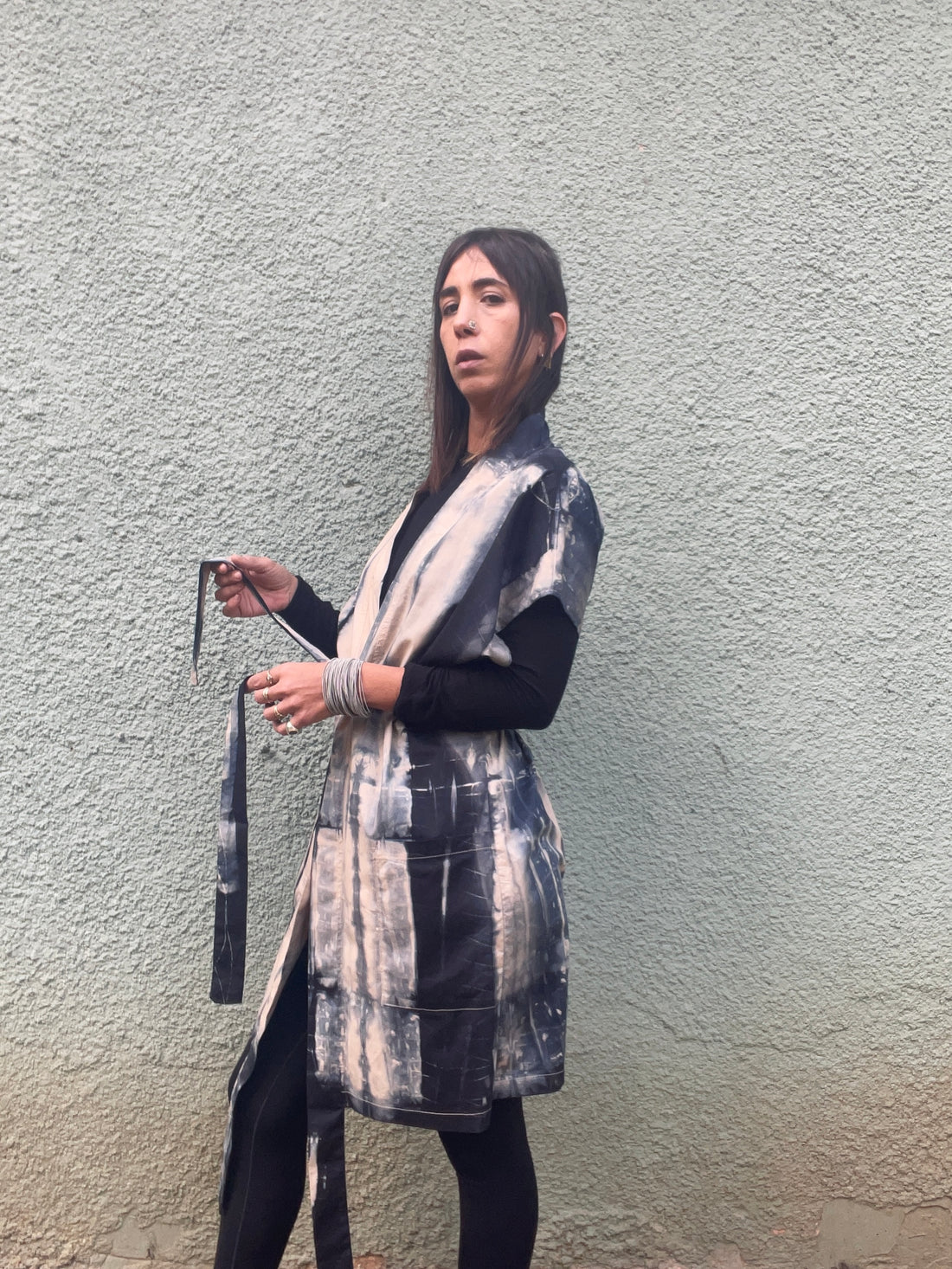 Cotton Nomad Vest - stone & navy