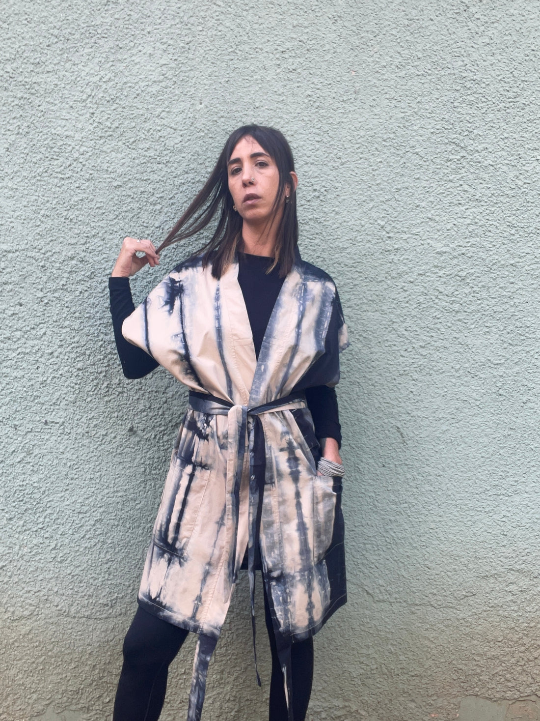 Cotton Nomad Vest - stone & navy