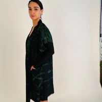 Linen Nomad Vest - green & black