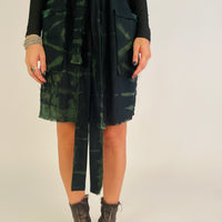 Linen Nomad Vest - green & black