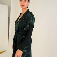 Linen Nomad Vest - green & black