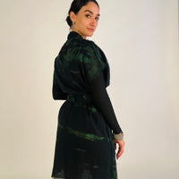 Linen Nomad Vest - green & black