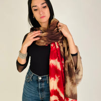 Freedom Shawl -Red & Brown