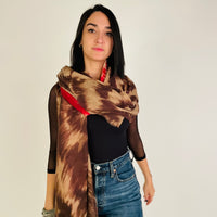 Freedom Shawl -Red & Brown