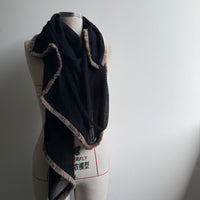 Fringe scarf - stone & black