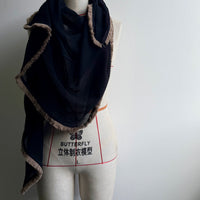 Fringe scarf - stone & black