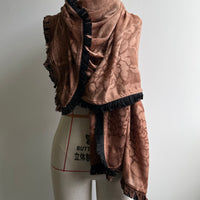 Floral fringed scarf