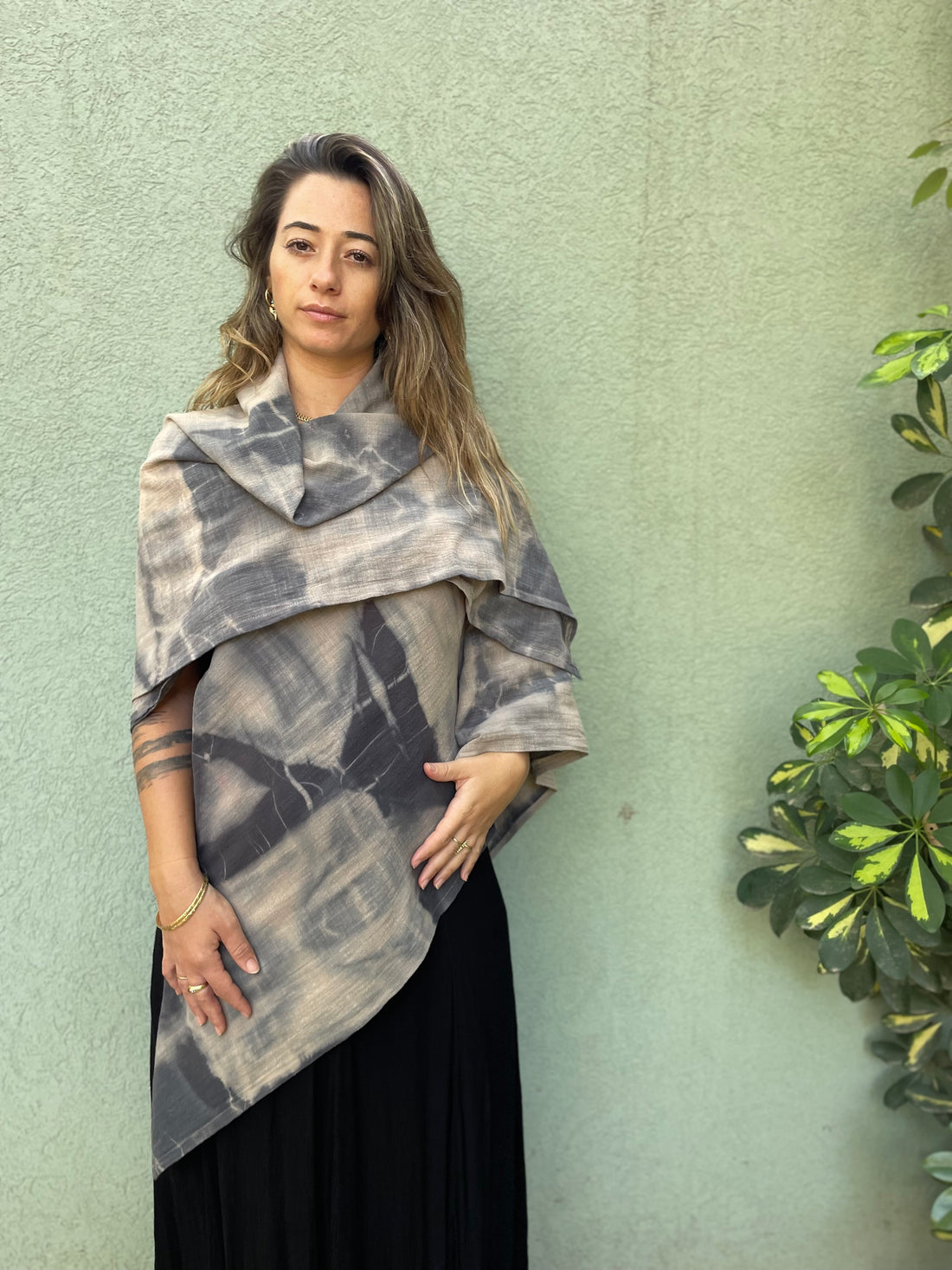 שאל כותנה צביעת שיבורי - אפור