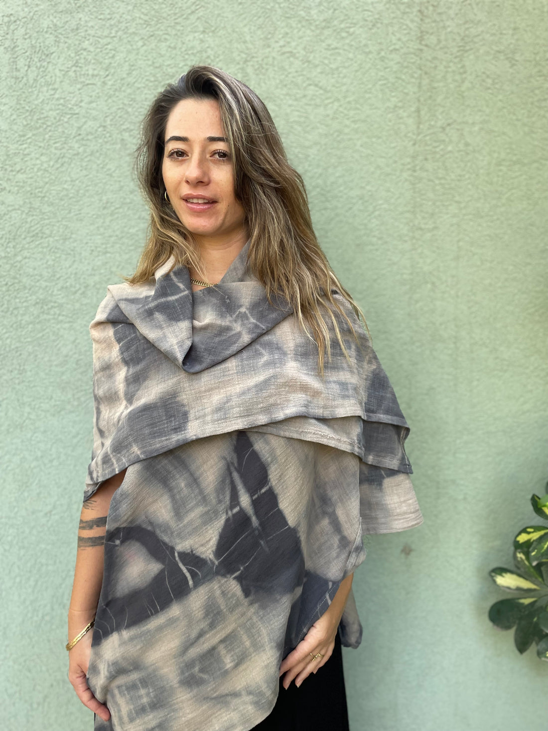 שאל כותנה צביעת שיבורי - אפור