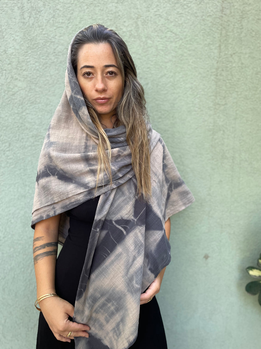 שאל כותנה צביעת שיבורי - אפור