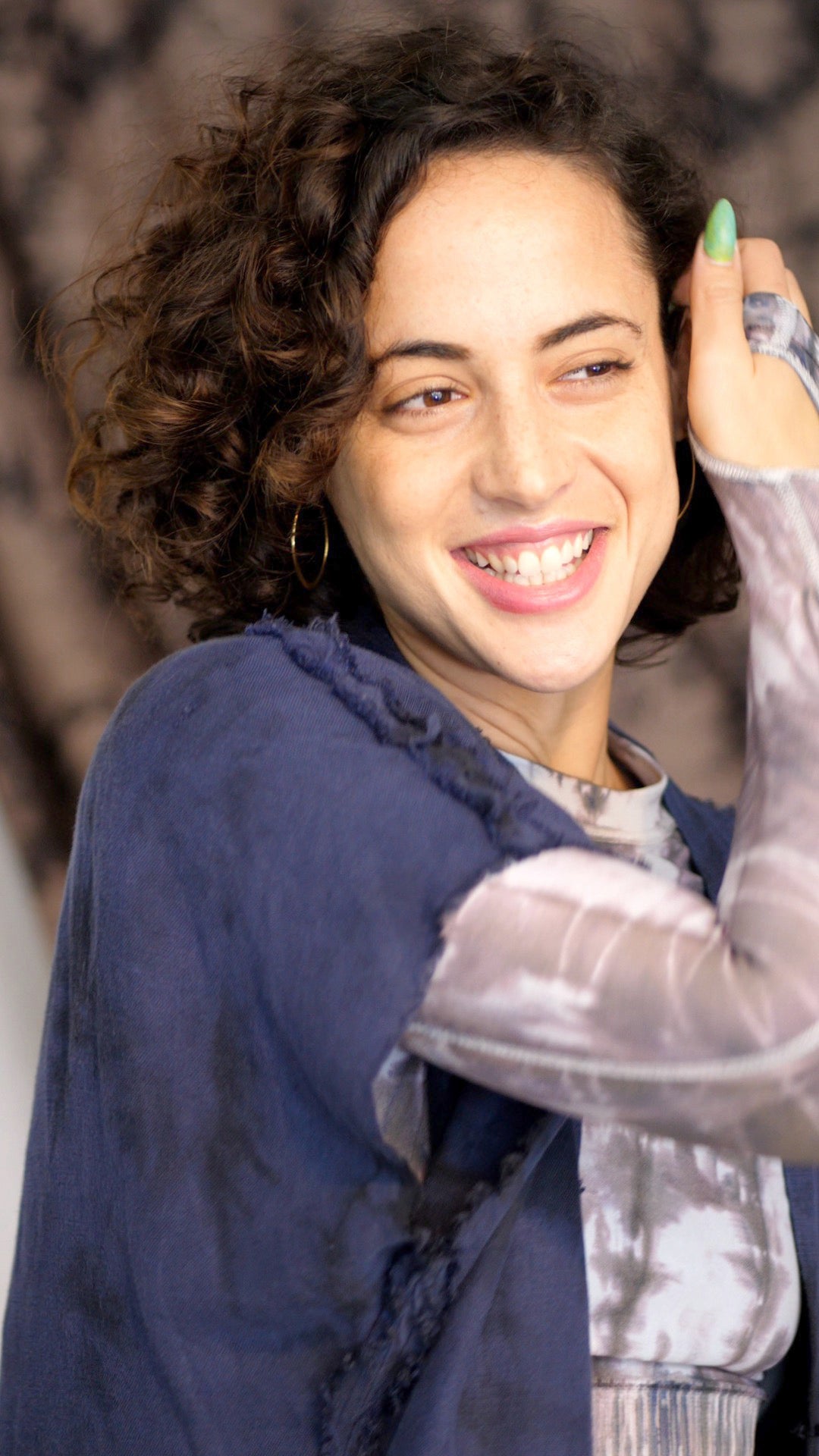 קימונו וסט פשתן - נייבי