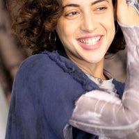 קימונו וסט פשתן - נייבי