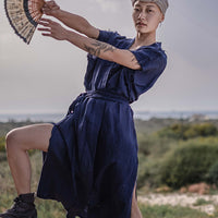 וסט נוודים פשתן נייבי