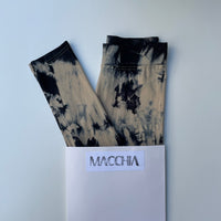 Tie Dye Yoga Leggings - Stone & Black