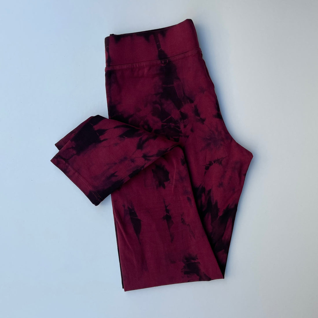 Tie Dye Yoga Leggings - Wine & Black