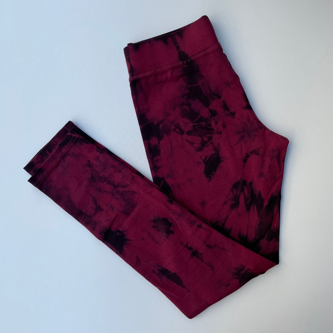 Tie Dye Yoga Leggings - Wine & Black