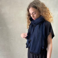 Fringe Scarf -  Navy