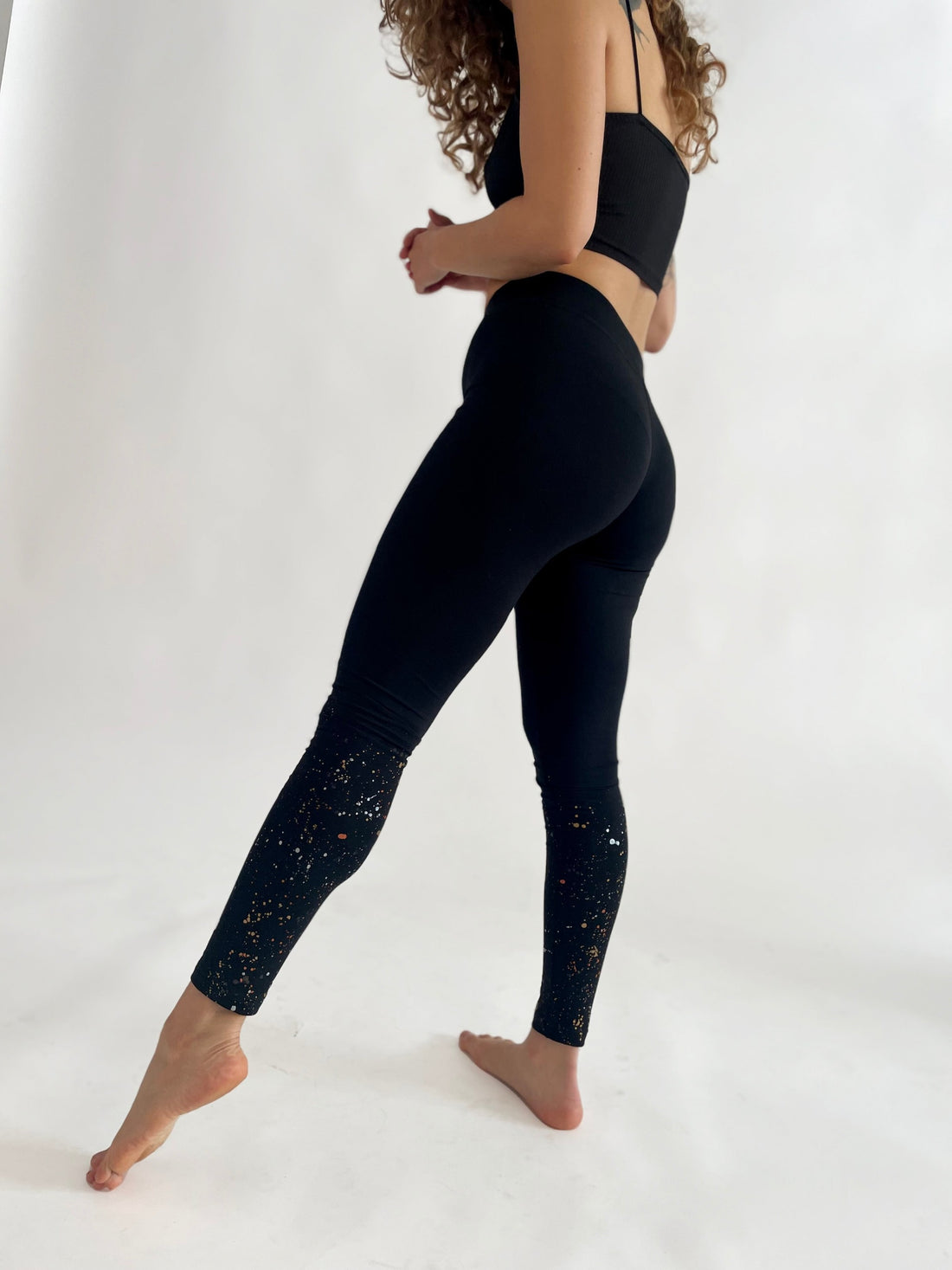 Cotton Leggings - Metallic Galaxy Drip Drop