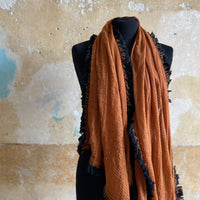 Burnt orange Fringed Scarf