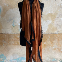 Burnt orange Fringed Scarf