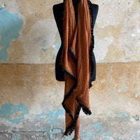 Burnt orange Fringed Scarf