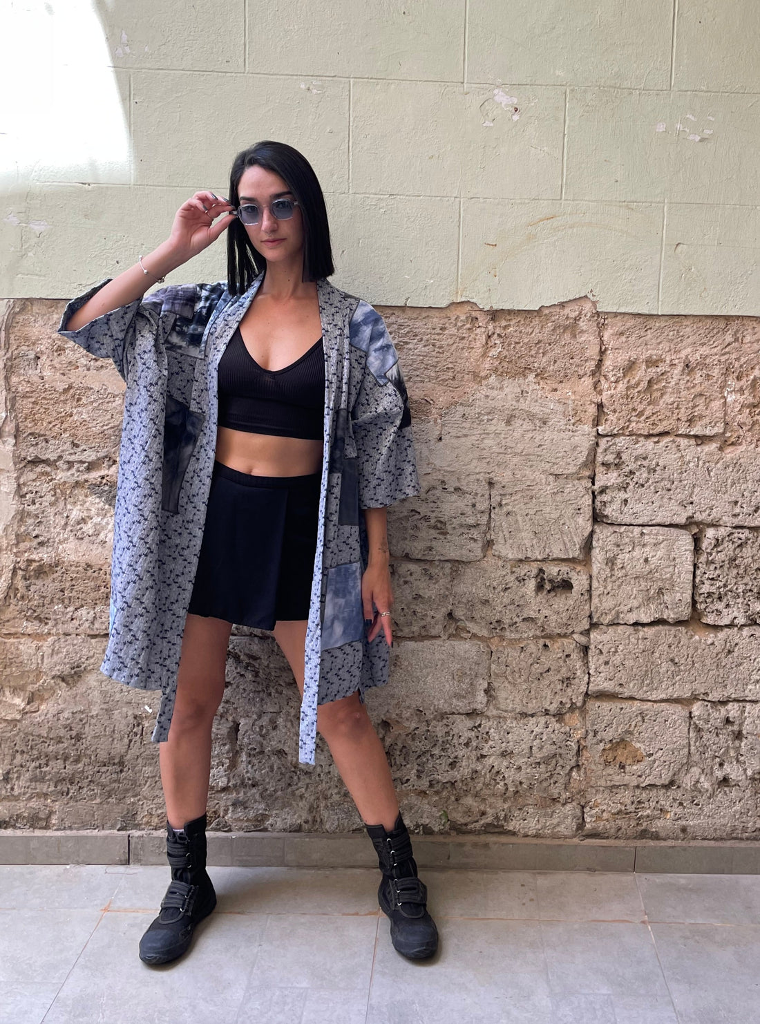 קימונו ג'קארד פאצ'ים