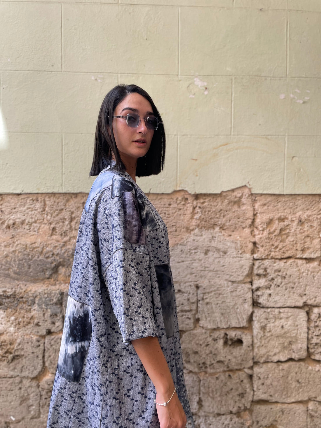 קימונו ג'קארד פאצ'ים