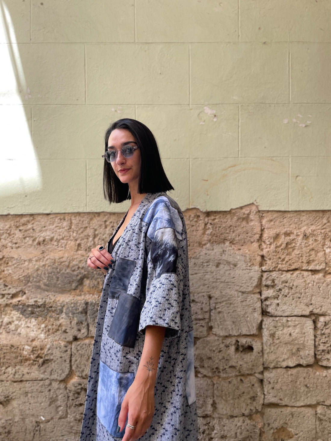 קימונו ג'קארד פאצ'ים