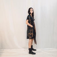 קימונו וסט פשתן - שחור חלוד