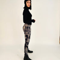 Tie Dye Yoga Leggings - Stone & Black