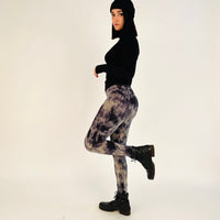 Tie Dye Yoga Leggings - Stone & Black