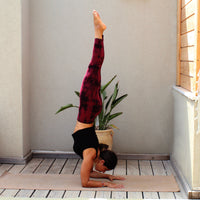 Tie Dye Yoga Leggings - Wine & Black