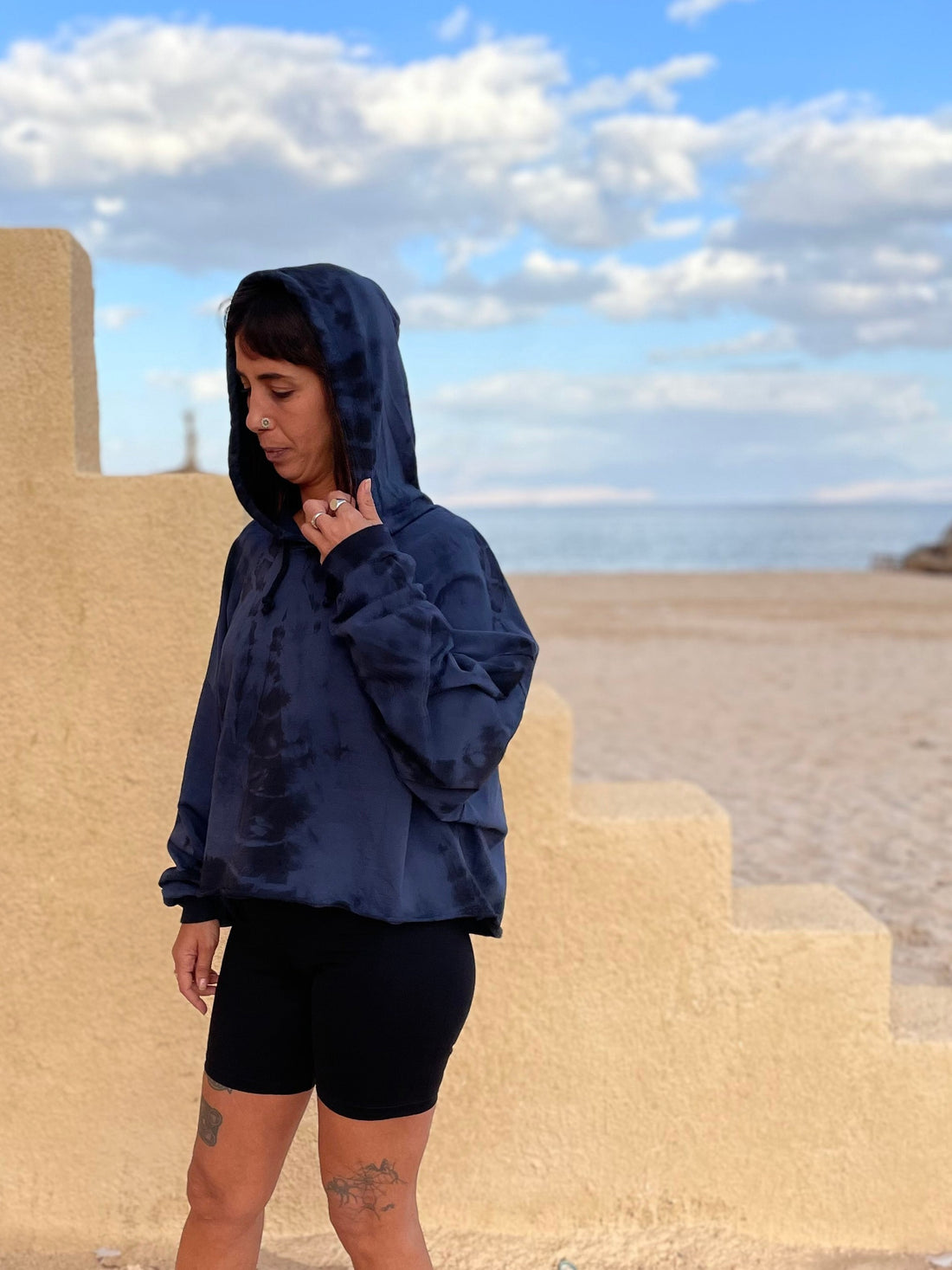 Jersey Cotton Hoodie - Navy