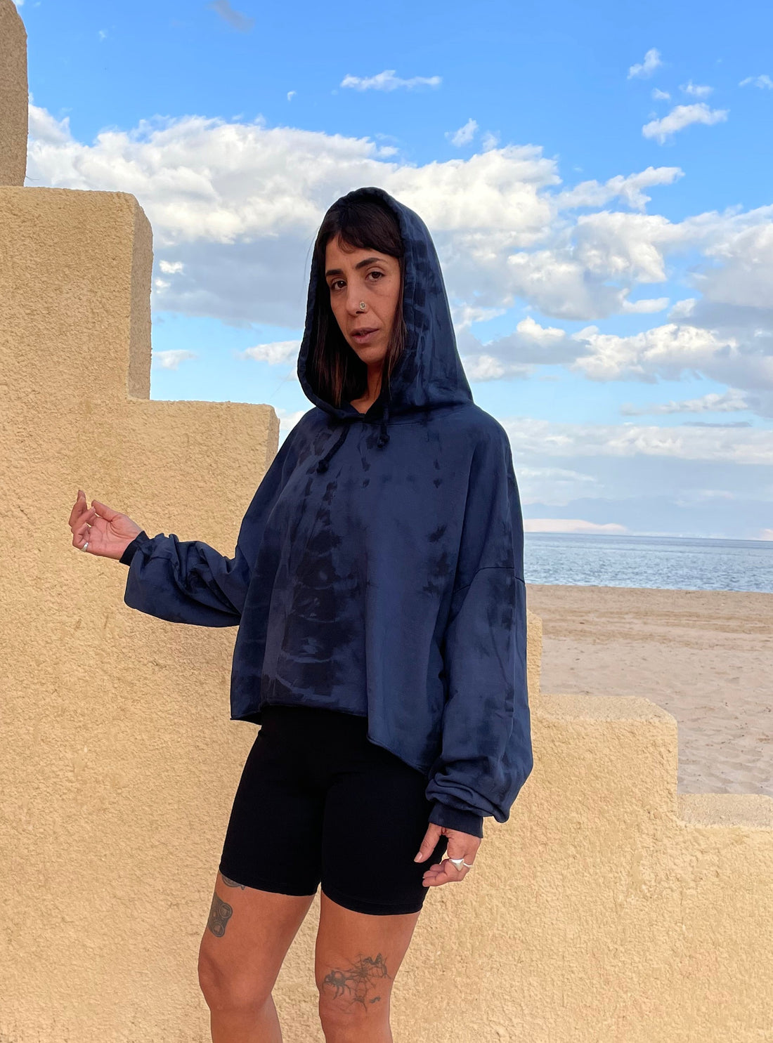Jersey Cotton Hoodie - Navy