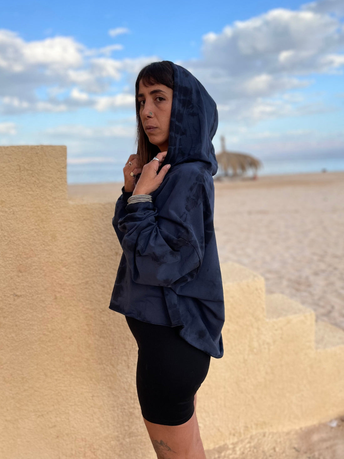 Jersey Cotton Hoodie - Navy