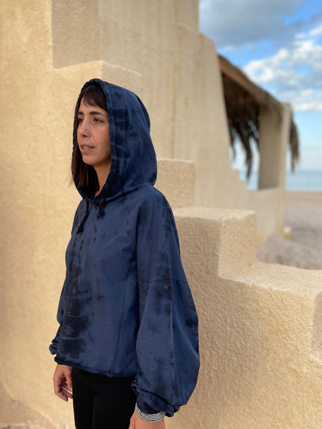 Jersey Cotton Hoodie - Navy