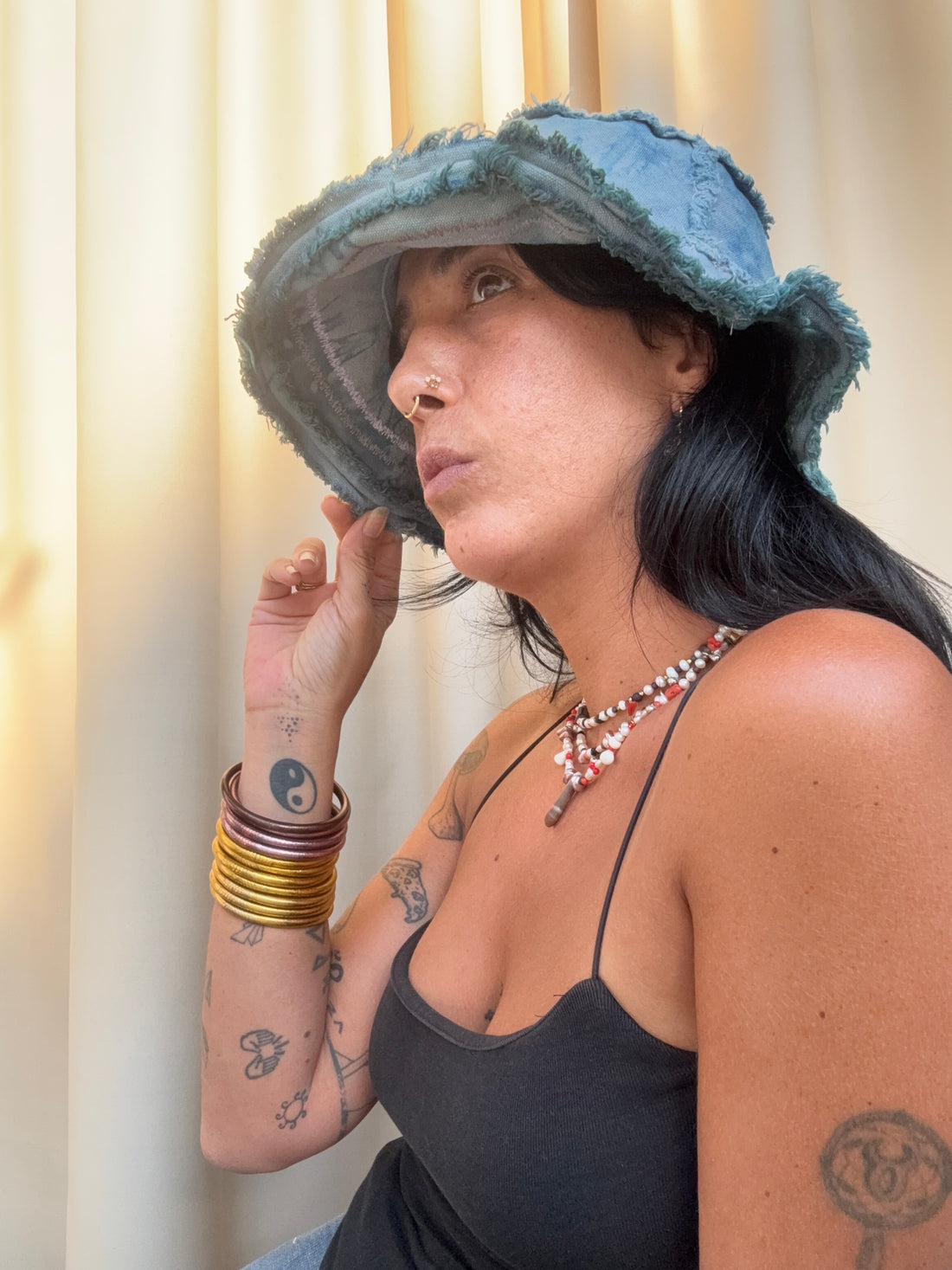 Marble & Embroidery Cotton Hat - Shlompon