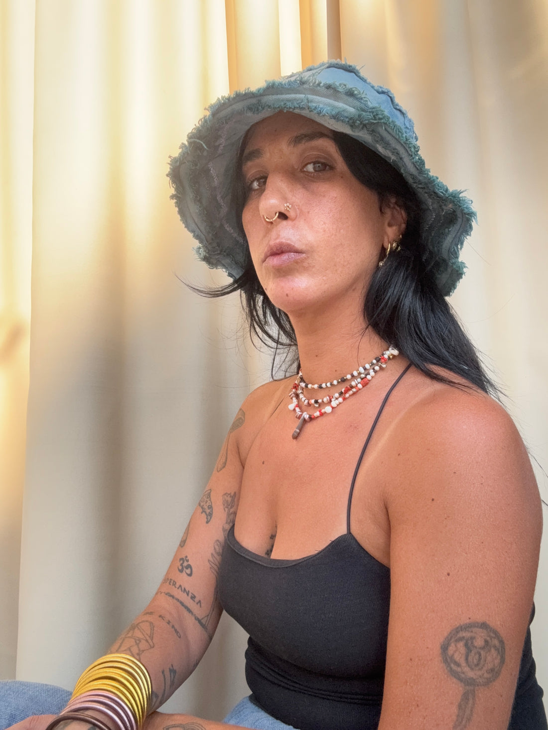 Marble & Embroidery Cotton Hat - Shlompon
