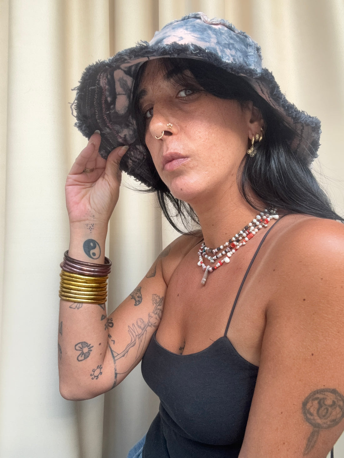 Marble & Embroidery Cotton Hat - Noit