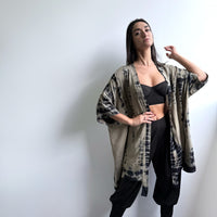 Dyed viscose kimono - stone & navy