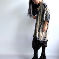 Dyed viscose kimono - stone & navy