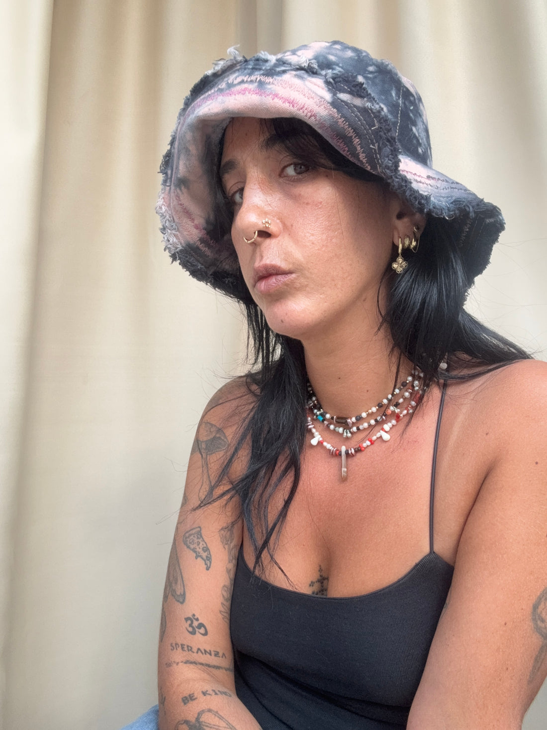 Marble & Embroidery Cotton Hat - Noit