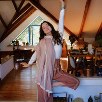 Striped Fringed Scarf - Pink & Cream